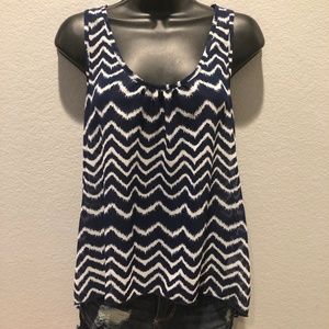 SOLD! Sleeveless Navy Blue/White Tank